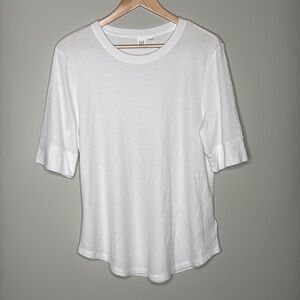GAP Short Sleeve Waffle Print Crewneck Tee Shirt in White Women's Size XL